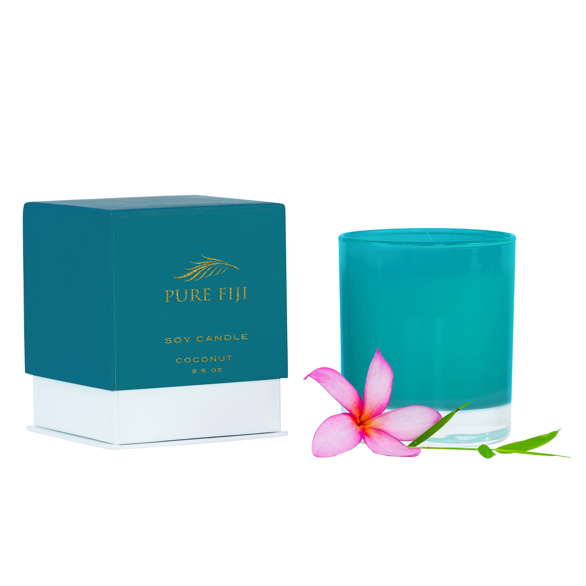Pure Fiji Soy Wax Candle 9.5oz Coloured Glass