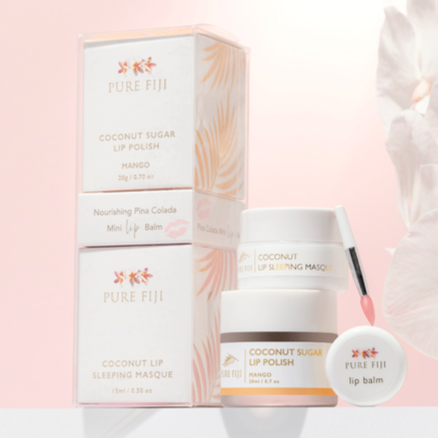 Pure Fiji Lip Polish, Balm & Sleeping Masque Trio