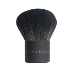 A Luxe Kabuki Brush with a black handle and dome-shaped black bristles, branded with 'YOUNGBLOOD'.